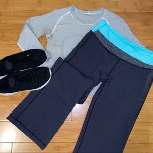 Lululemon Athletica yoga pants w/ blue waistband